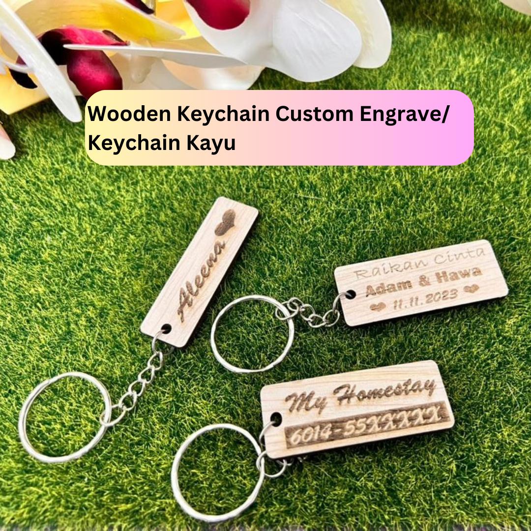 Ukiran Tersuai Rantai Kunci Kayu | Keychain Ukiran Kayu