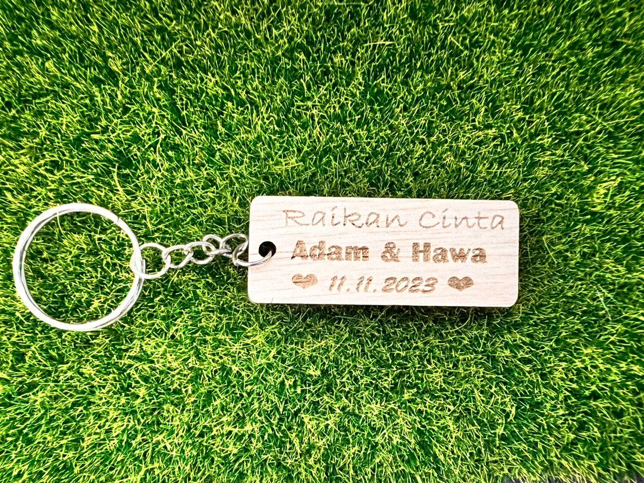 Ukiran Tersuai Rantai Kunci Kayu | Keychain Ukiran Kayu